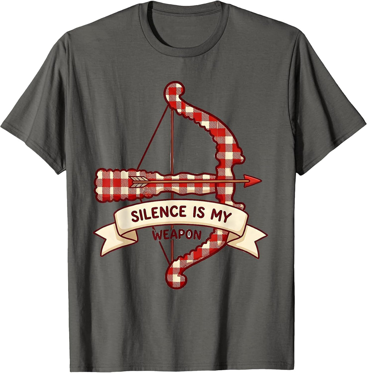 Silence Is My Weapon Bold Statement Design T-Shirt - Asphalt Grey