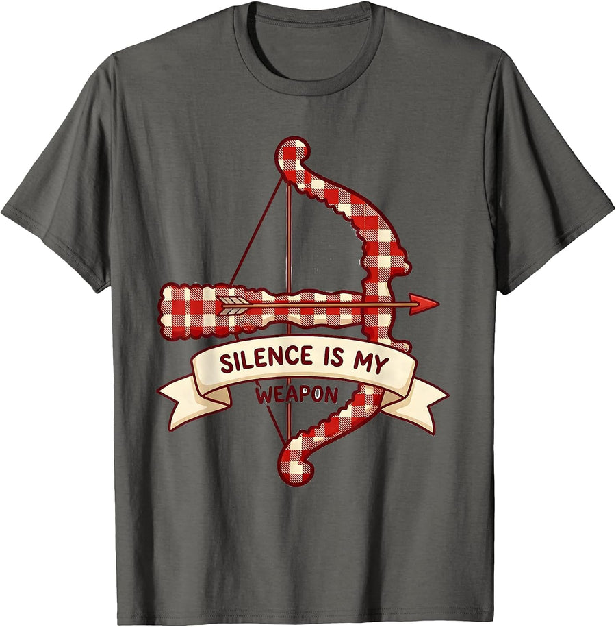 Silence Is My Weapon Bold Statement Design T-Shirt - Asphalt Grey