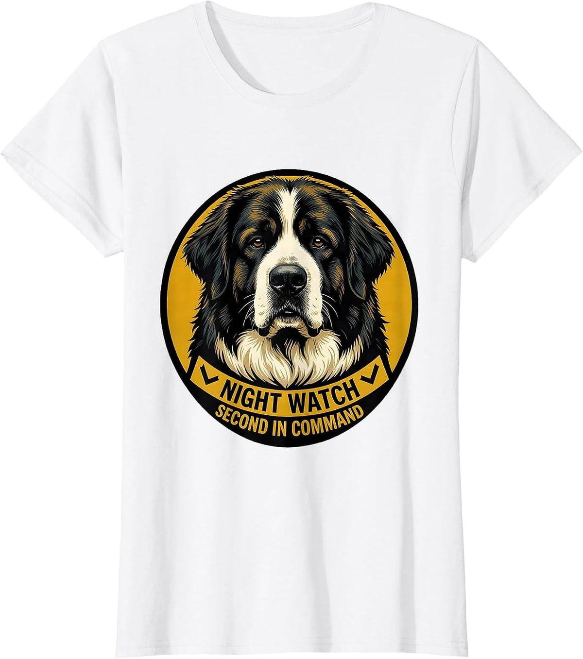 Night Watch Second In Command Great Pyrenees Dog Owner Humor T-Shirt - White