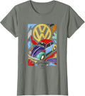 Volkswagen Beetle Fauvism Colourful Art T-Shirt - Olive Heather