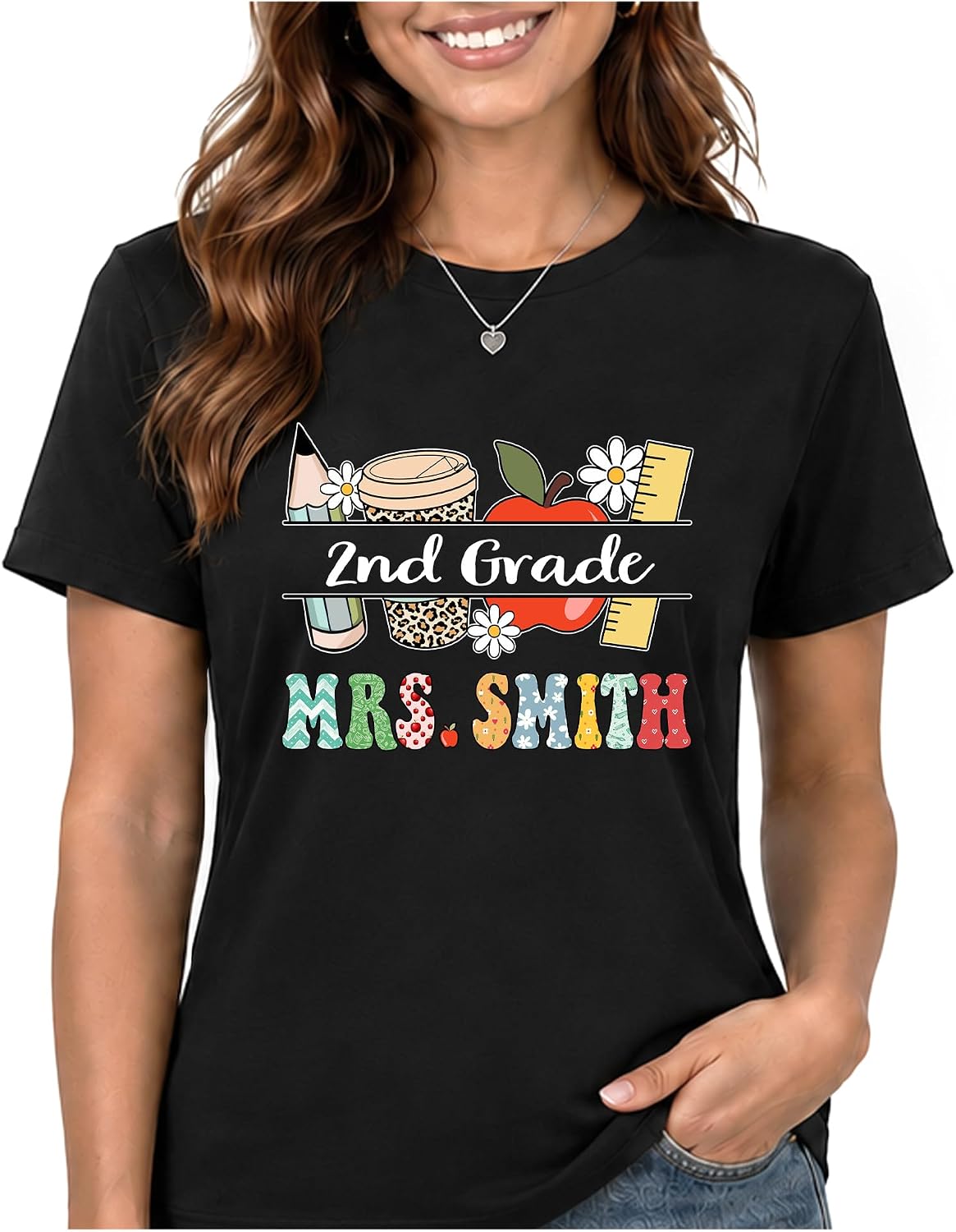 Personalized Back to School Tshirt for Second Grade Teacher, Custom 2nd Grade Teacher T-Shirt Gifts NQ66195112ND -