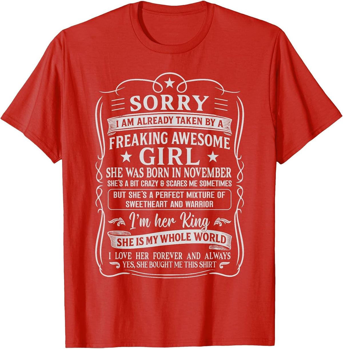 I Am Already Taken by Freaking Awesome Girl Born in November T-Shirt - Red