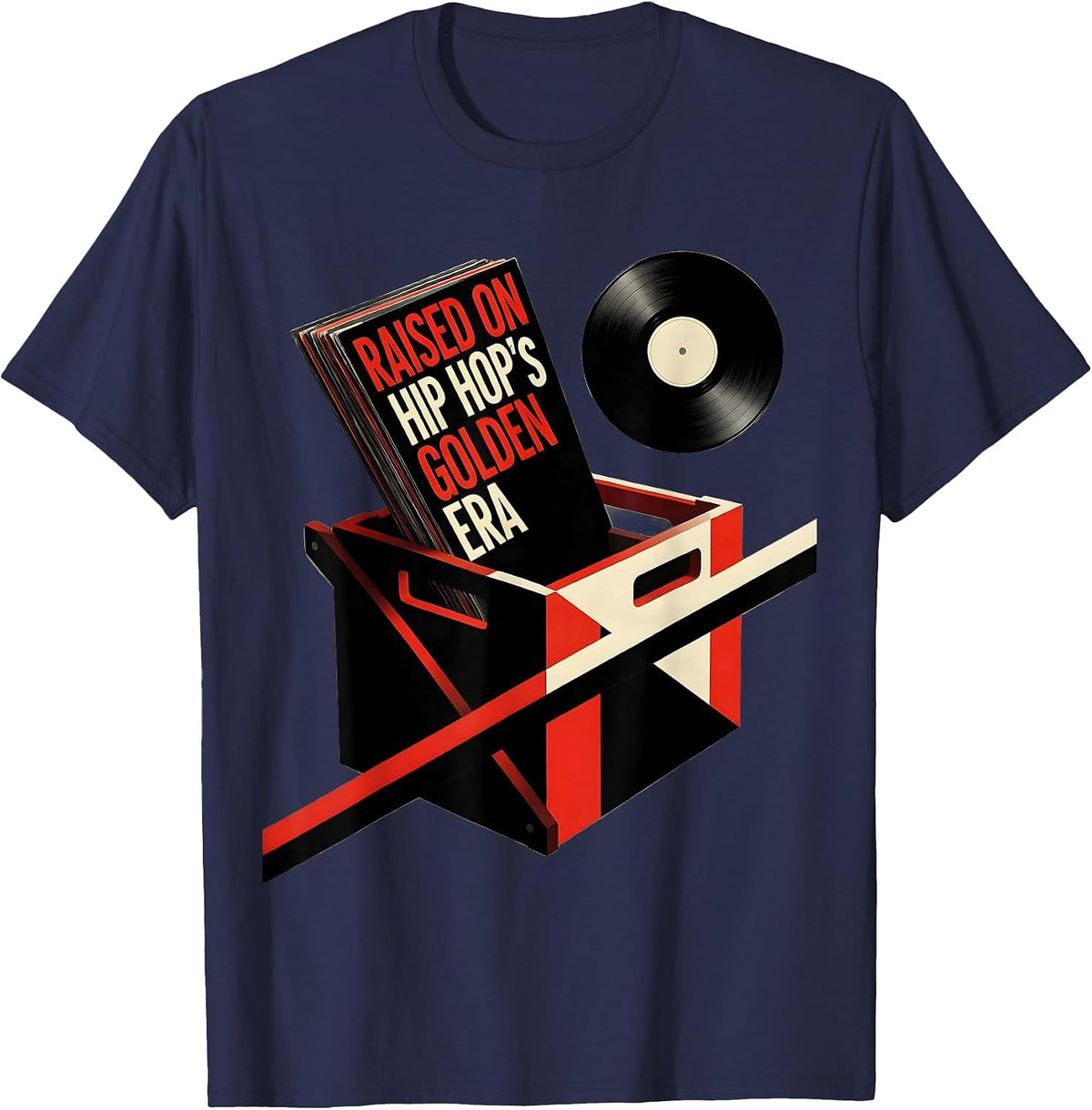Raised On Hip Hop's Golden Era Vintage Rap Nostalgia T-Shirt - Navy Blue