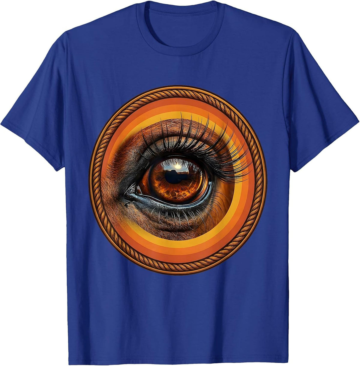 Men's Horse Eye Close-Up Long Lashes Western Graphic T-Shirt - Royal Blue