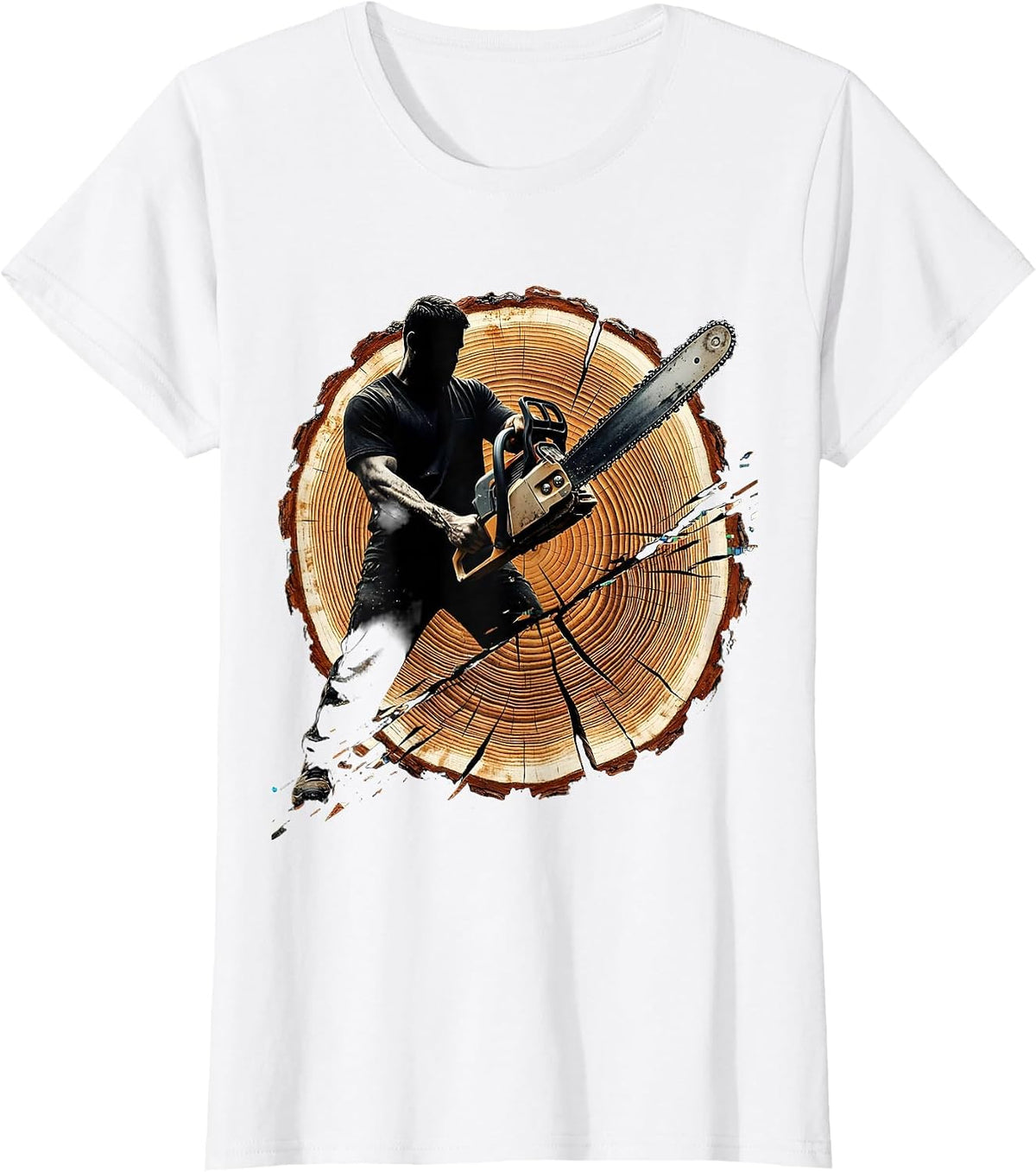 Labor Day Logger Chainsaw Redwood Illustration T-Shirt - White