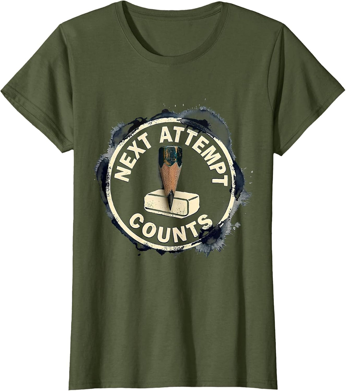 Women's Next Attempt Counts Growth Mindset Teacher Classroom T-Shirt - Olive Green