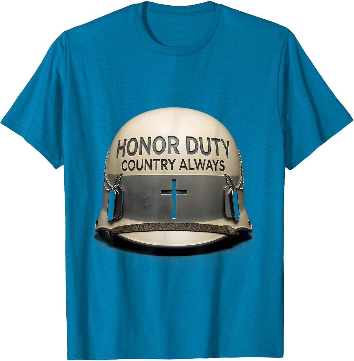 Honor Duty Country Always Veteran Patriotic Design T-Shirt - Sapphire Blue