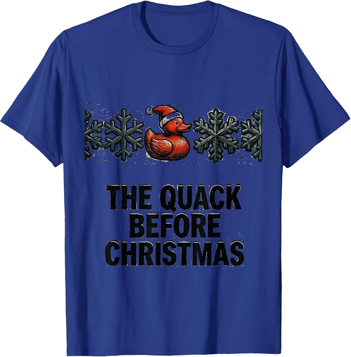 Men's The Quack Before Christmas Linocut Funny Duck Lover Pajama T-Shirt - Royal Blue