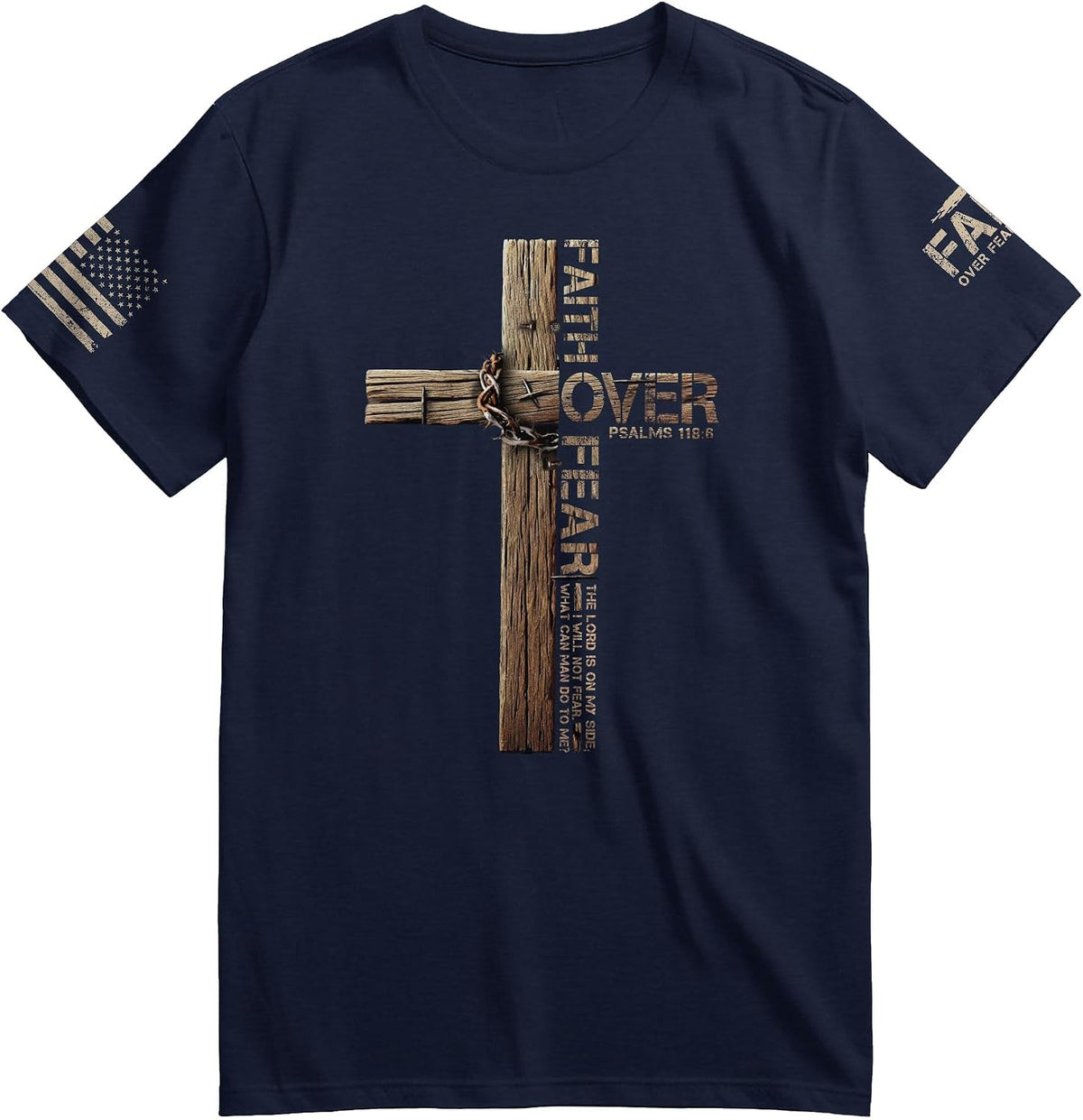Faith Over Fear Shirt, Jesus Shirts for Men, Christian Shirts for Men, Christian Tshirts 1 - Navy