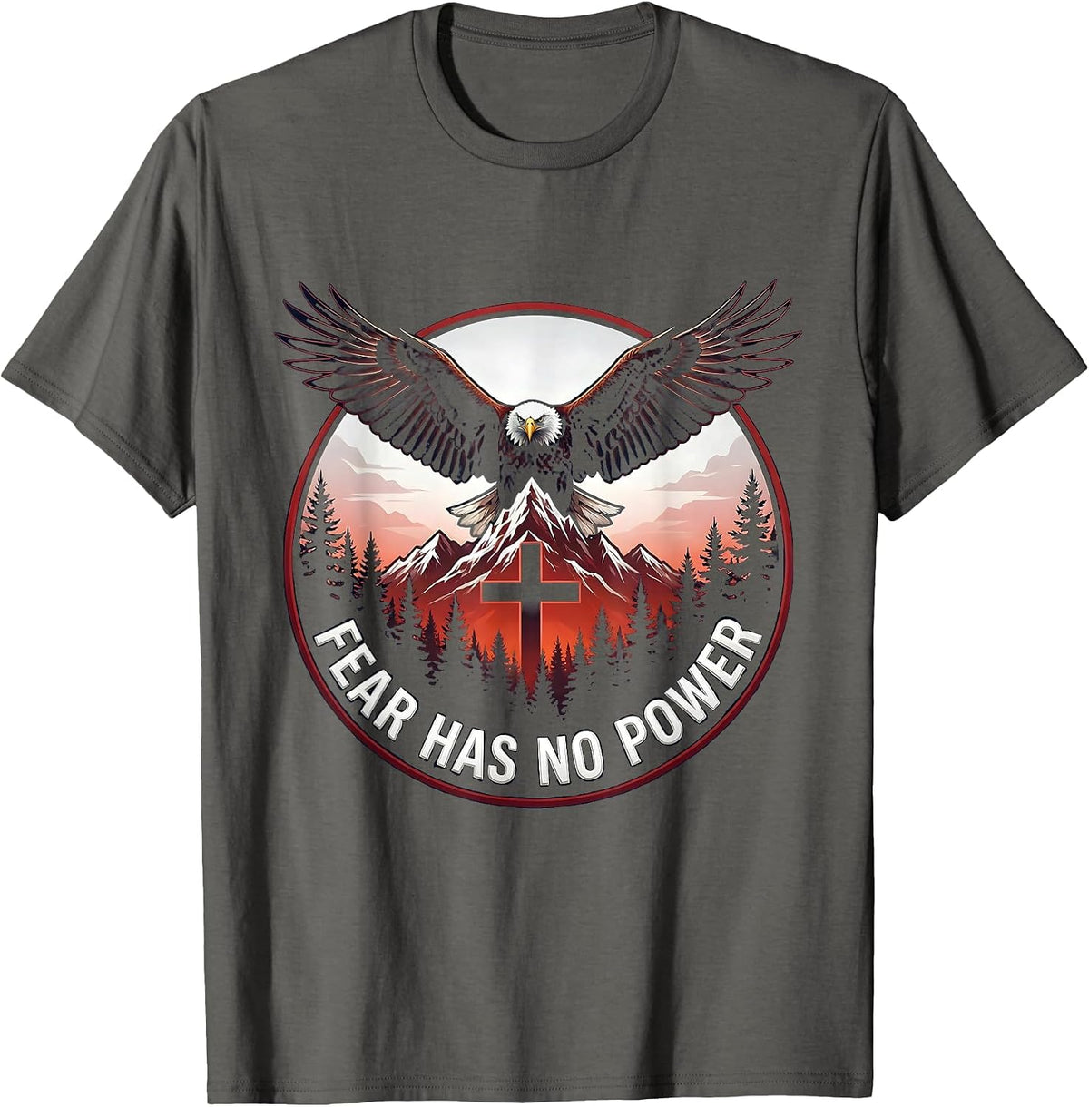 Men's Fear Has No Power Faith Over Fear Design T-Shirt - Asphalt Grey