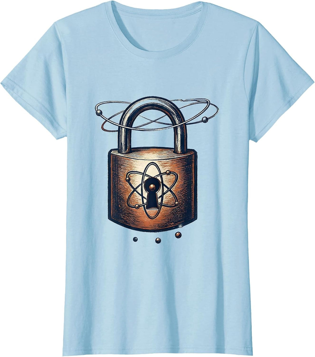 Orbital Padlock Vintage Science Nerd Chemistry Joke T-Shirt - Baby Blue