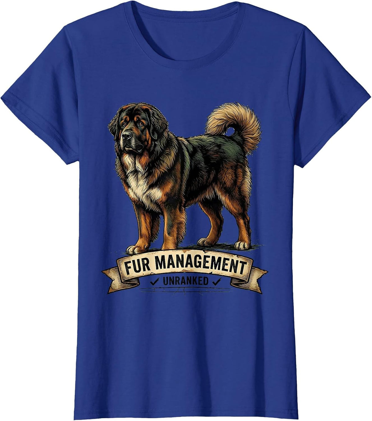 Women's Fur Management, Unranked Funny Great Pyrenees Dog Owner T-Shirt - Royal Blue