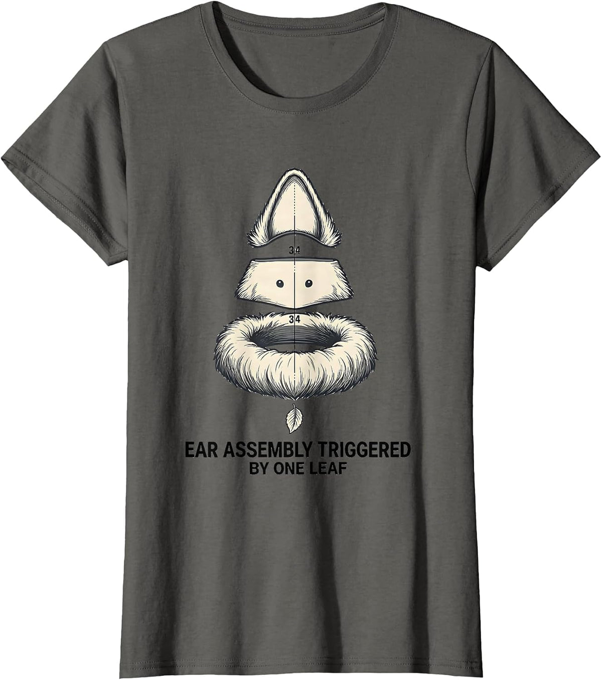 Women's Ear Assembly Triggered By One Leaf Funny Great Pyrenees Dog T-Shirt - Asphalt Grey