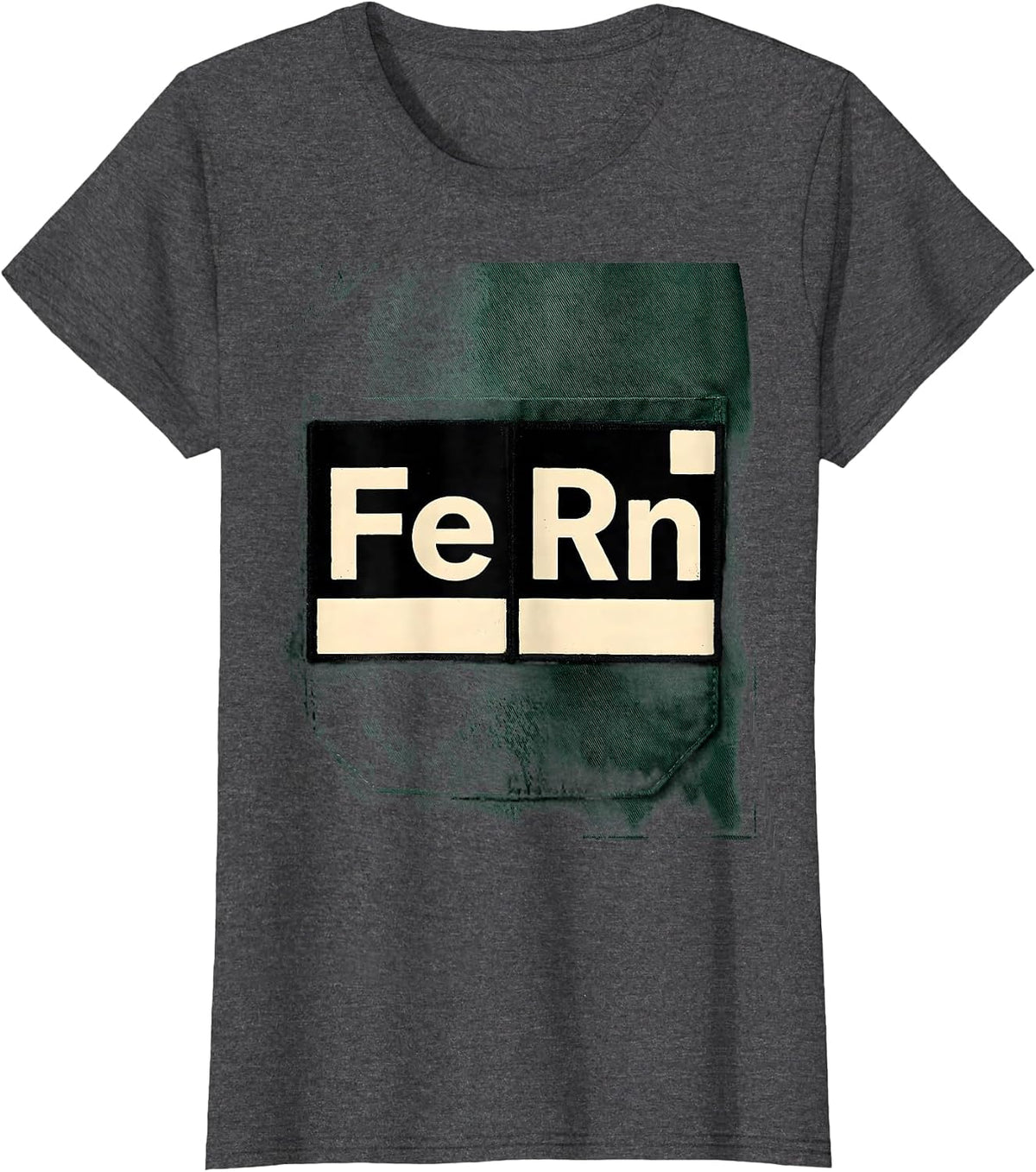 Women's FeRn Funny Chemistry Lab Coat Pocket Patch Science Humor T-Shirt - Dark Heather Grey