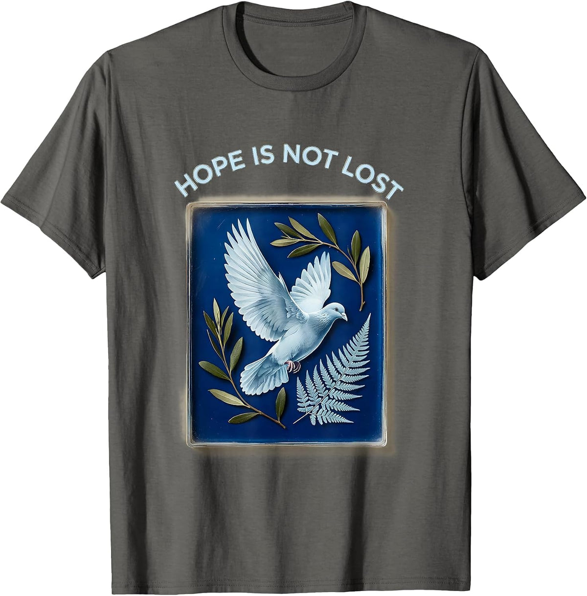 Hope Is Not Lost Faith Over Fear Graphic Design T-Shirt - Asphalt Grey