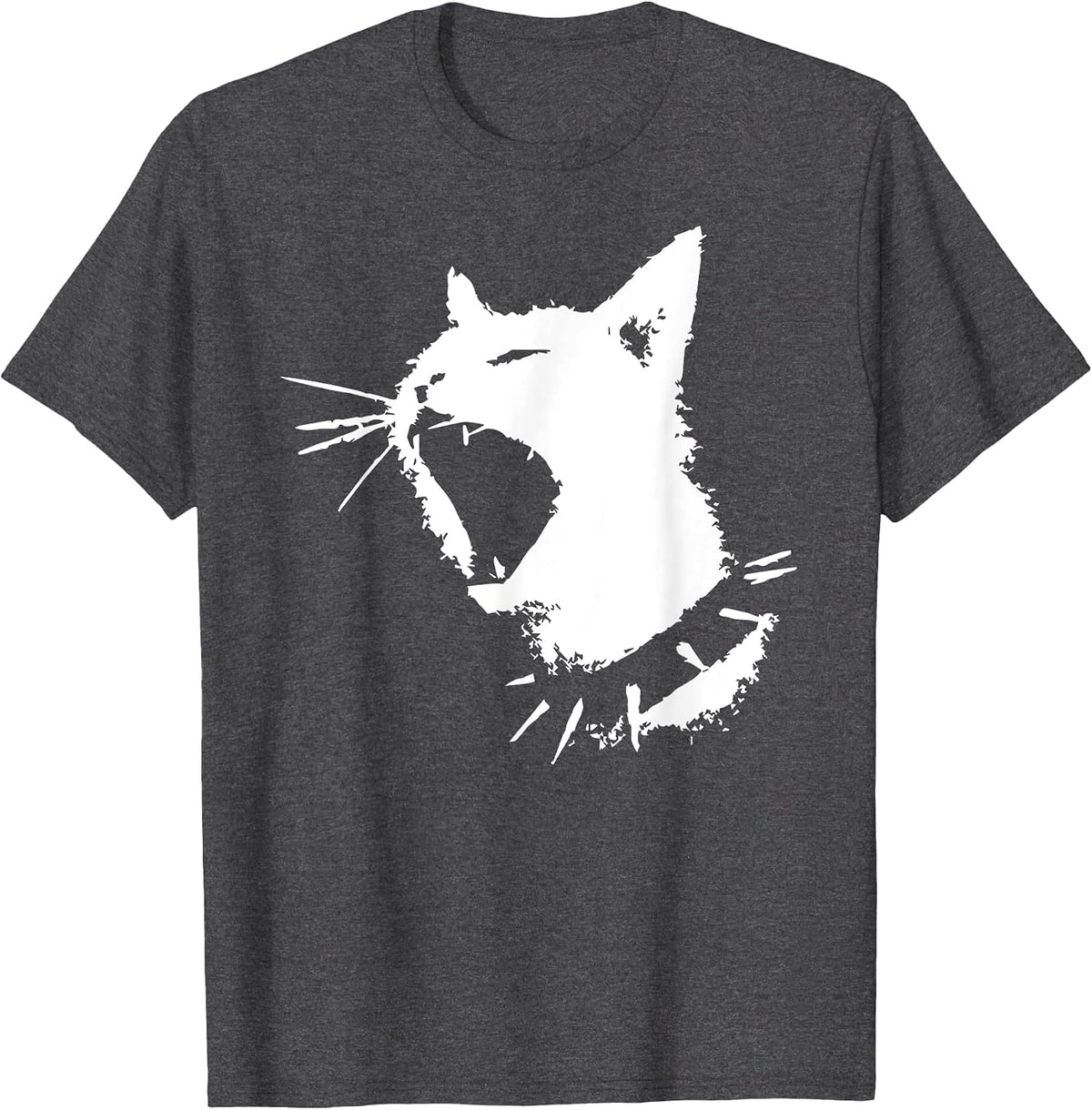 Cat Skull Punk Y2k Cute Creepy Kitty Goth Black Alt Gothic T-Shirt - Dark Heather Grey