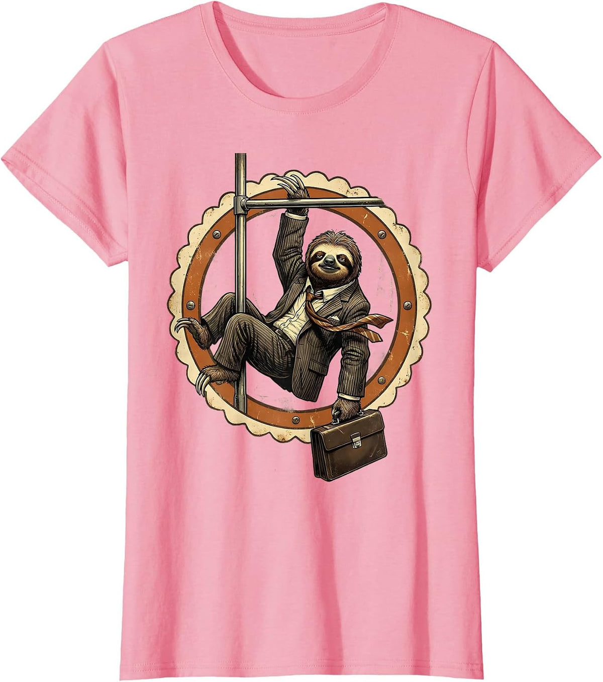Women's Funny Sloth Business Suit Office Humor Graphic T-Shirt - Pink