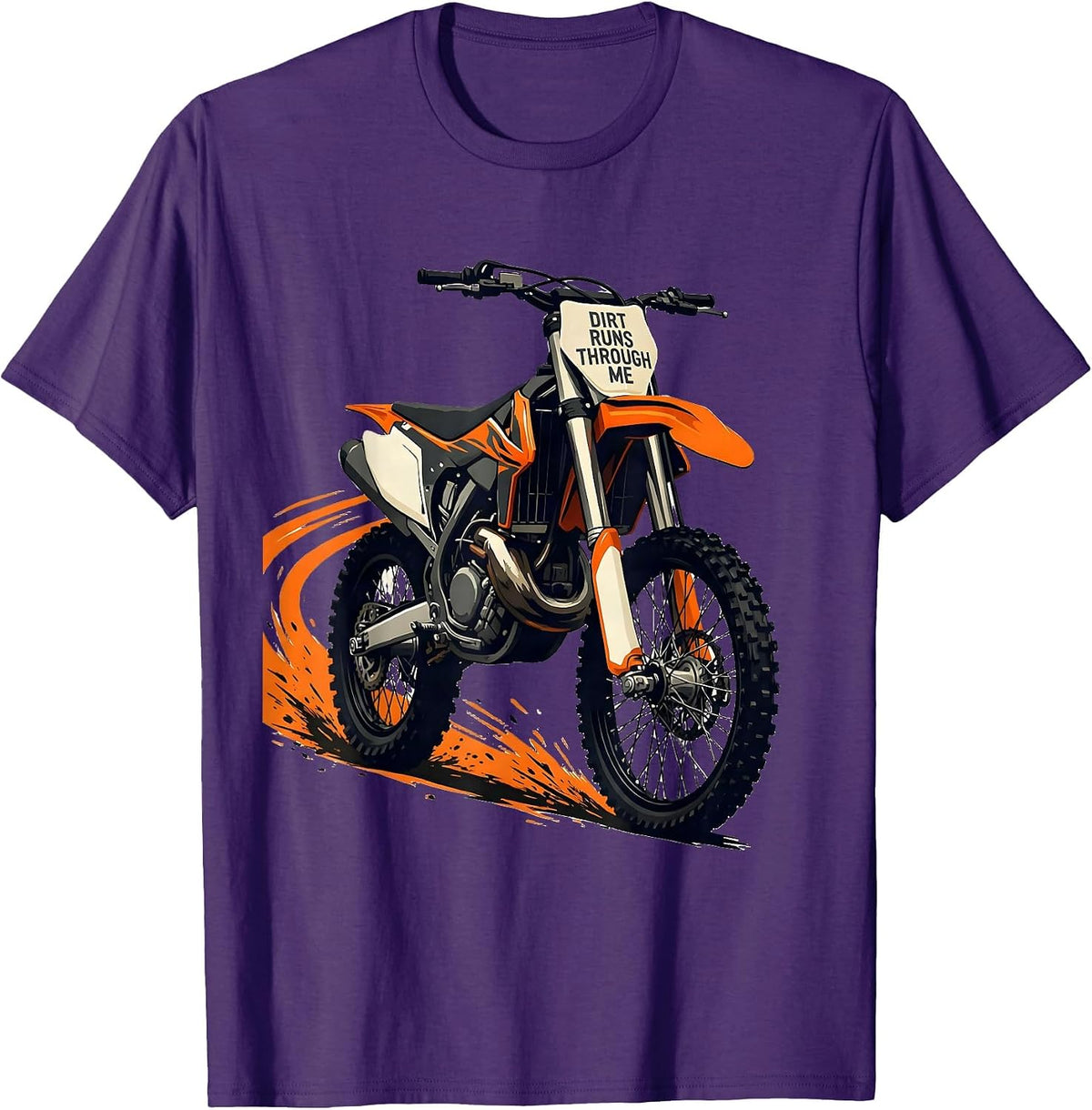 Men's Dirt Runs Through Me Rugged Motocross Bike Rider T-Shirt - Purple