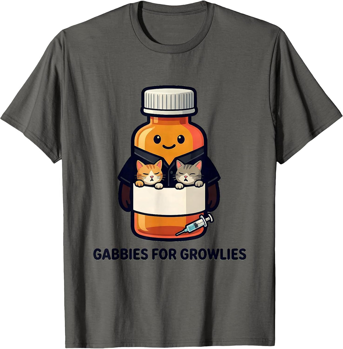 Men's Gabbies For Growlies Funny Vet Tech Veterinary Medicine T-Shirt - Asphalt Grey