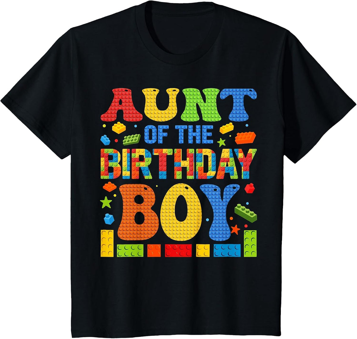 Aunt of The Birthday Boy Building Block Birthday Party T-Shirt - Black
