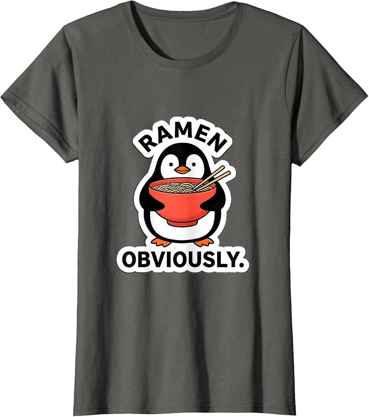 Women's Ramen, Obviously Cute Kawaii Anime Food Lover Humor T-Shirt - Asphalt Grey