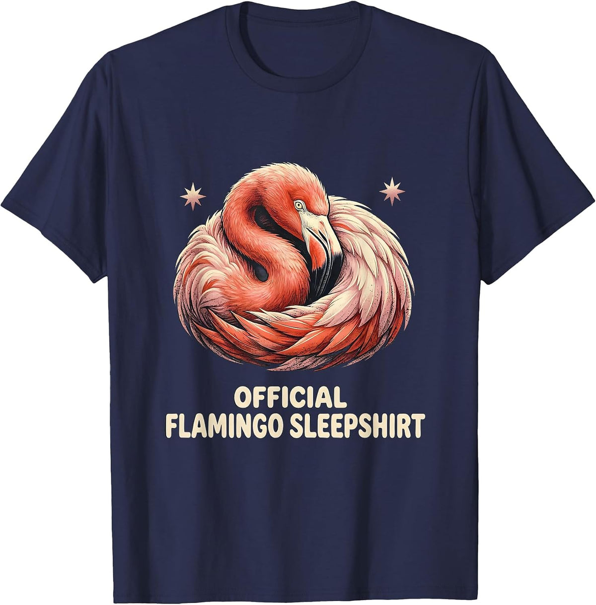 Men's Official Flamingo Sleepshirt Funny Animal Lover Pajama T-Shirt - Navy Blue