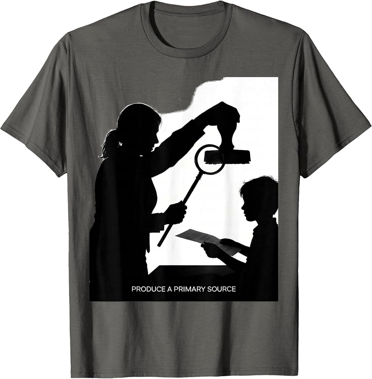 Men's Produce A Primary Source Funny History Teacher Classroom T-Shirt - Asphalt Grey