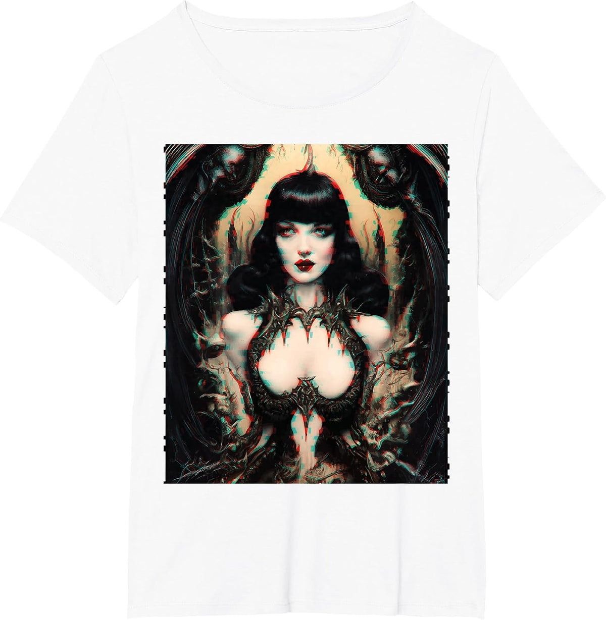 Goth Aesthetic Grunge Occult Emo Satanic Gothic Glitch T-Shirt - White