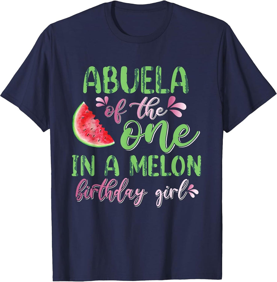 Abuela of The One in A Melon Birthday Girl T-Shirt - Navy Blue