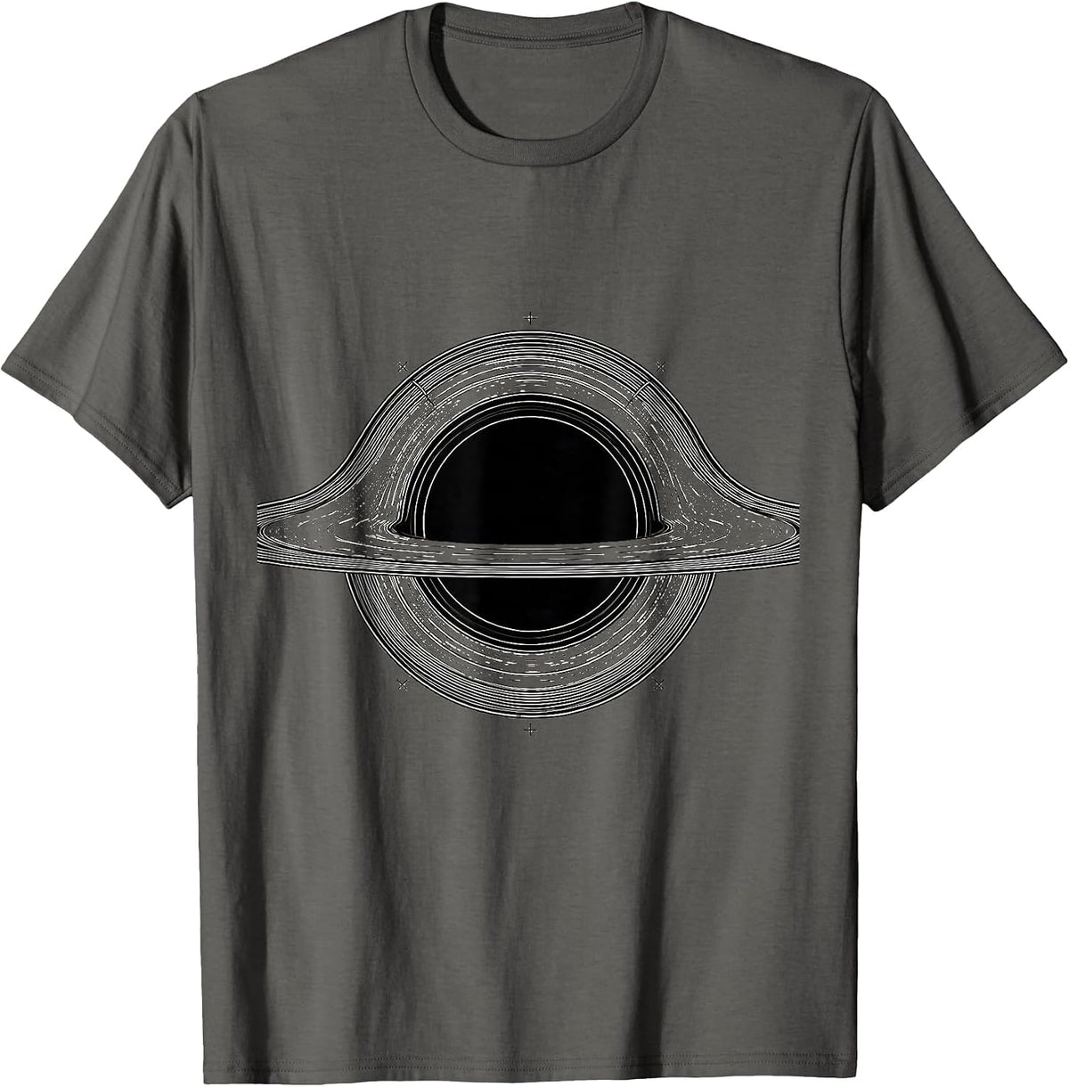 Men's Black Hole Horizon Line Art Astrophysics Science Enthusiast T-Shirt - Asphalt Grey