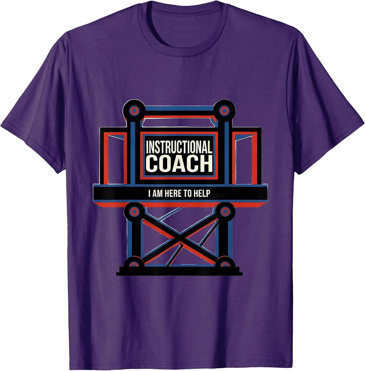 Men's Instructional Coach I Am Here To Help Bauhaus Modernist T-Shirt - Purple