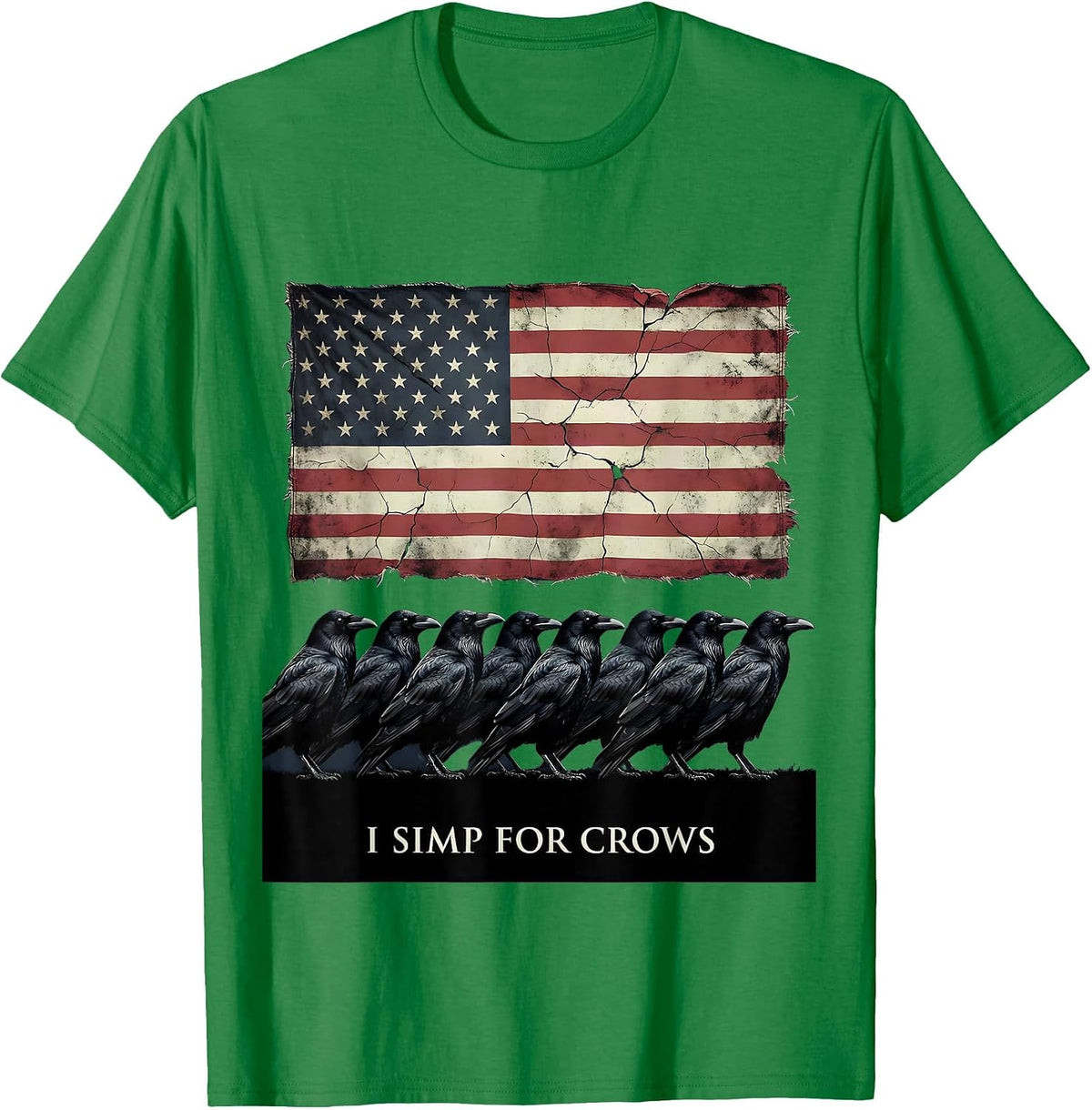 Men's I Simp For Crows Funny Bird Lover Design T-Shirt - Kelly Green