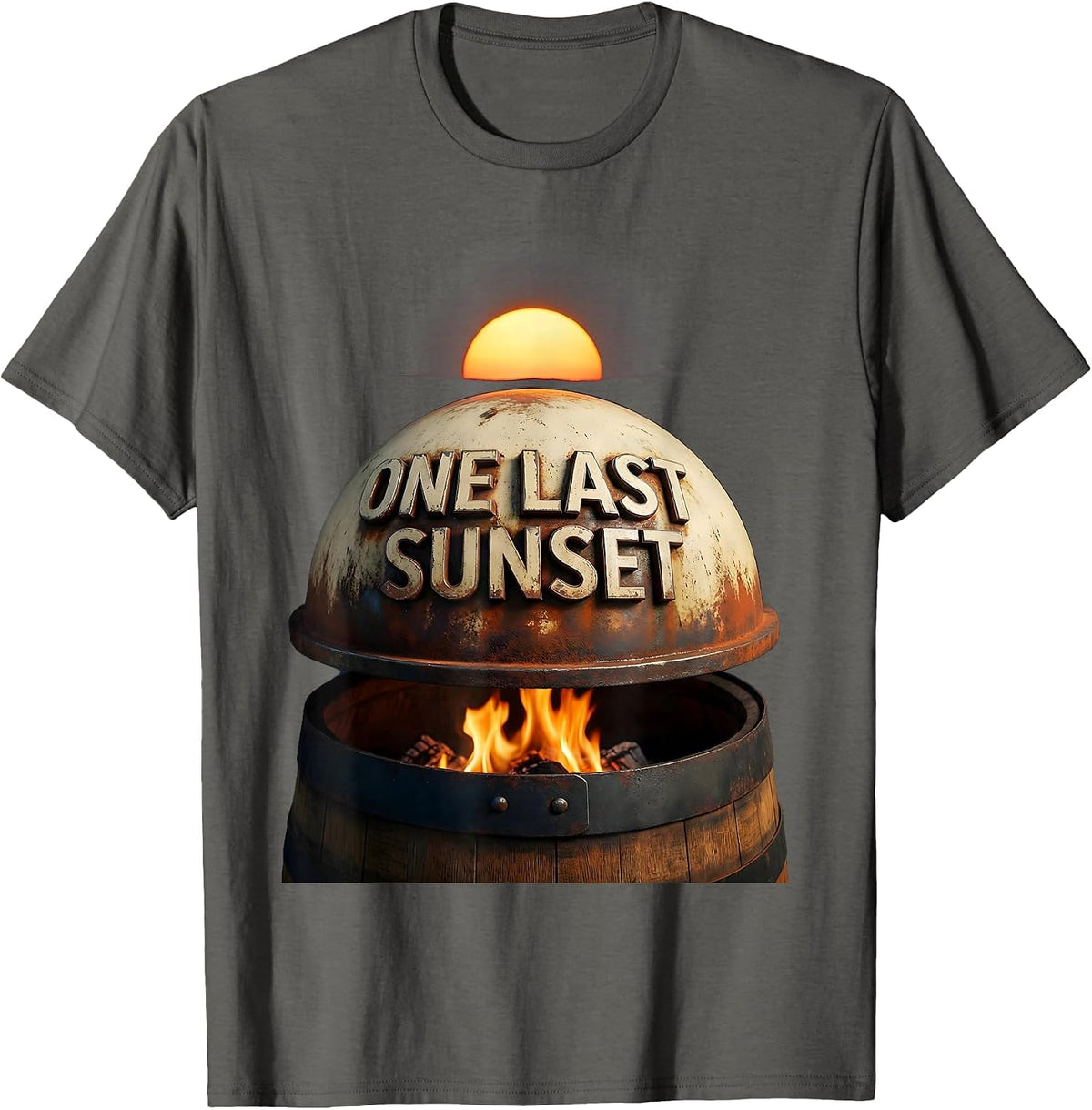 One Last Sunset Vintage BBQ Grill Dad Last Cookout Of Summer T-Shirt - Asphalt Grey