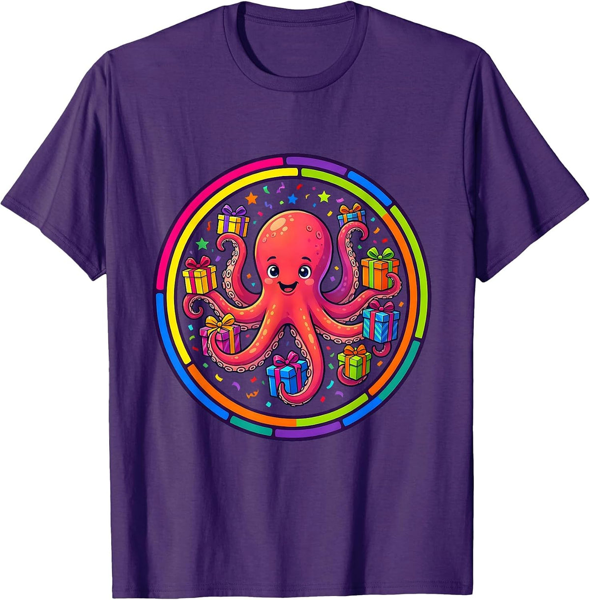 Men's Octopus Birthday Gift Holder Funny Celebration T-Shirt - Purple