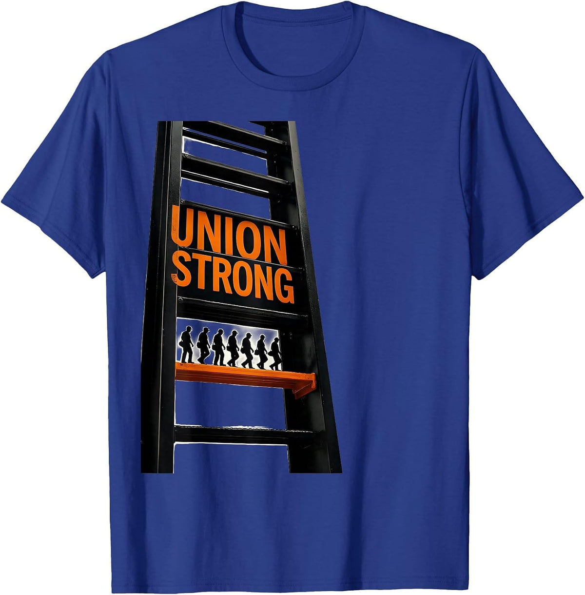 Union Strong Brutalist Graphic Skilled Trades Labor Worker T-Shirt - Royal Blue