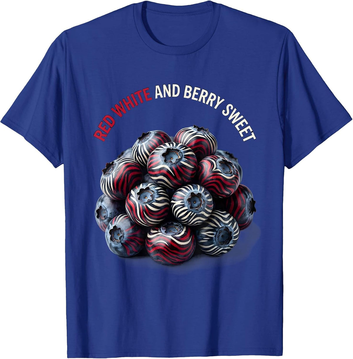 Men's Red White and Berry Sweet Patriotic Design T-Shirt - Royal Blue