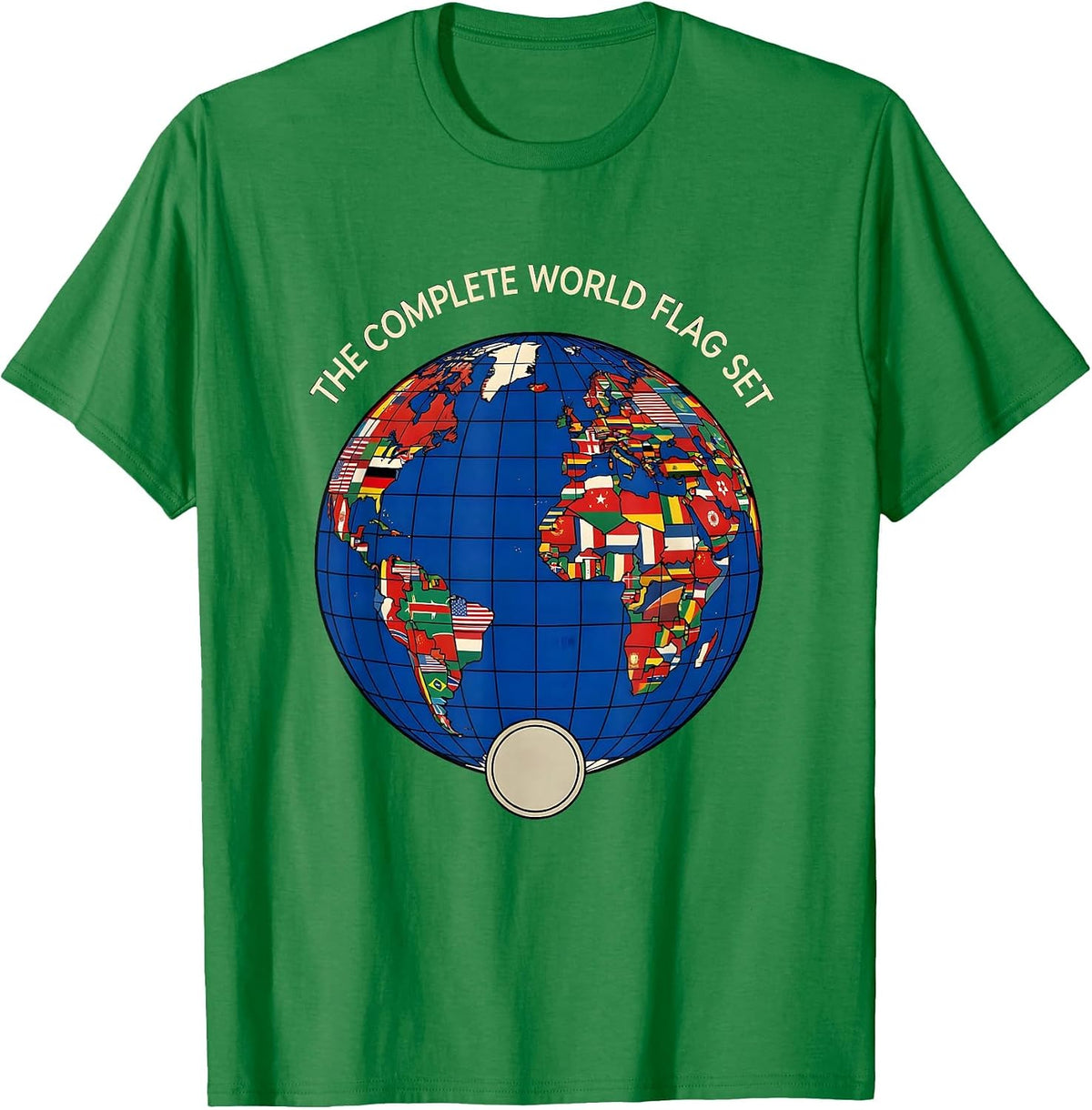 Men's The Complete World Flag Set Geography Lover Travel T-Shirt - Kelly Green