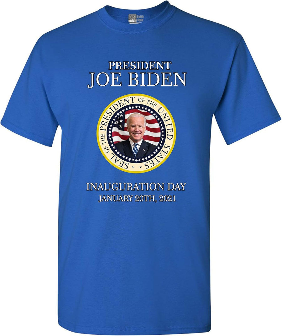 President Joe Biden Seal Inauguration Day Support USA DT Adult T-Shirt Tee (Medium, Royal Blue) - As Pictured