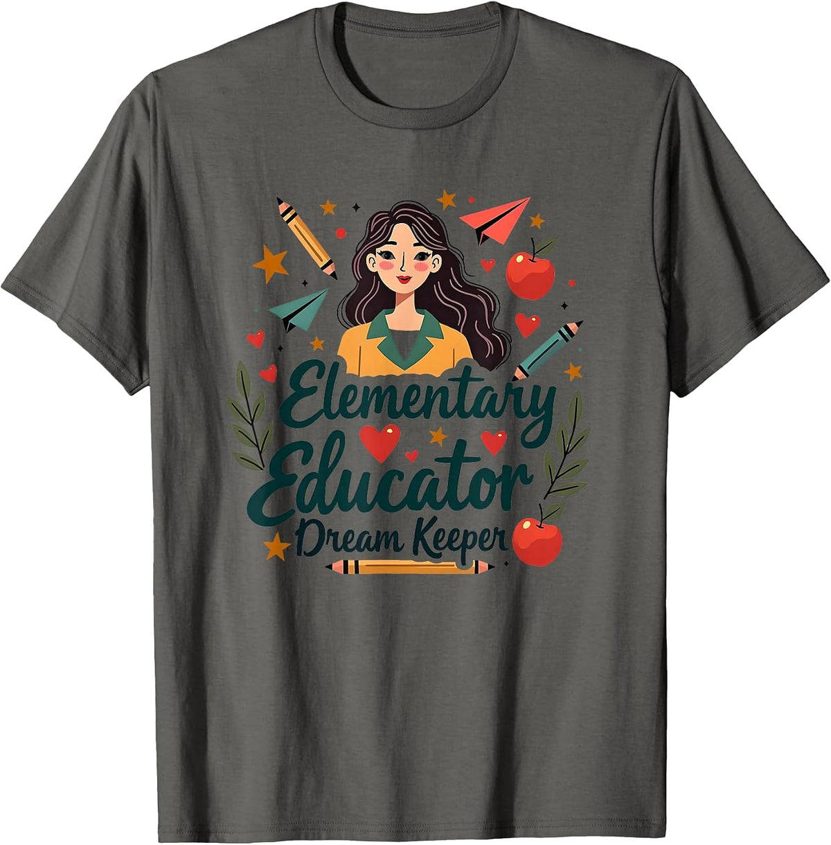 Elementary Educator Dream Keeper Design T-Shirt - Asphalt Grey