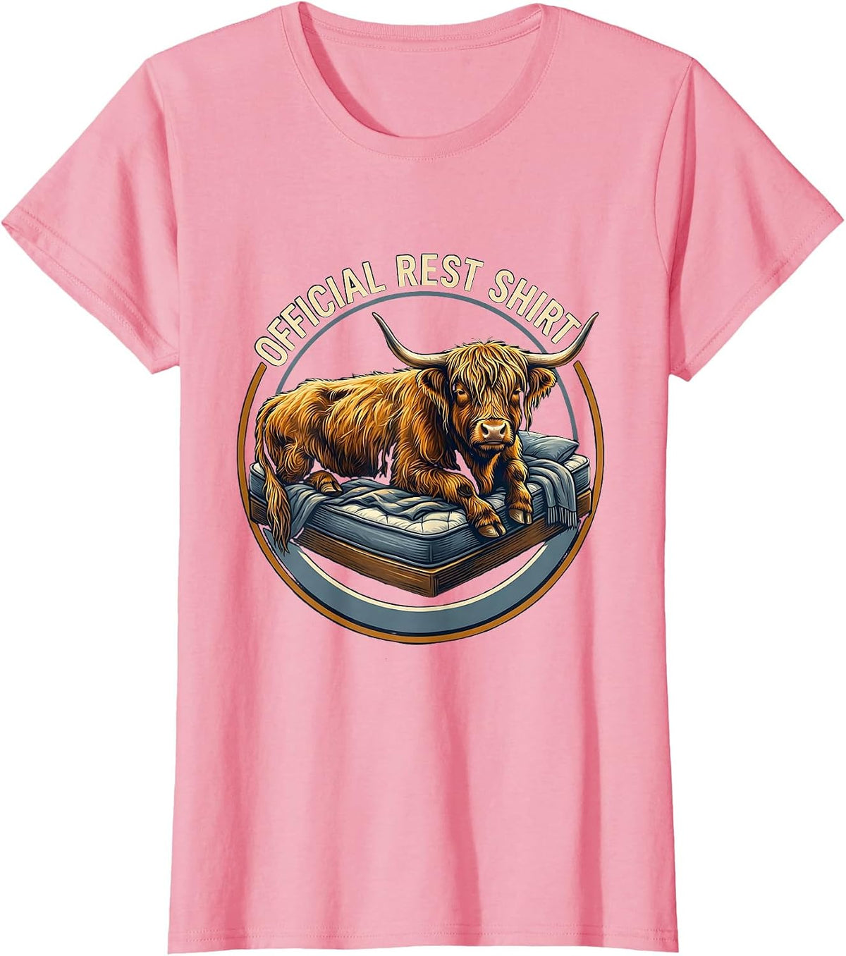 Women's Official Rest Shirt Highland Cow Cozy Sleepwear Gift T-Shirt - Pink