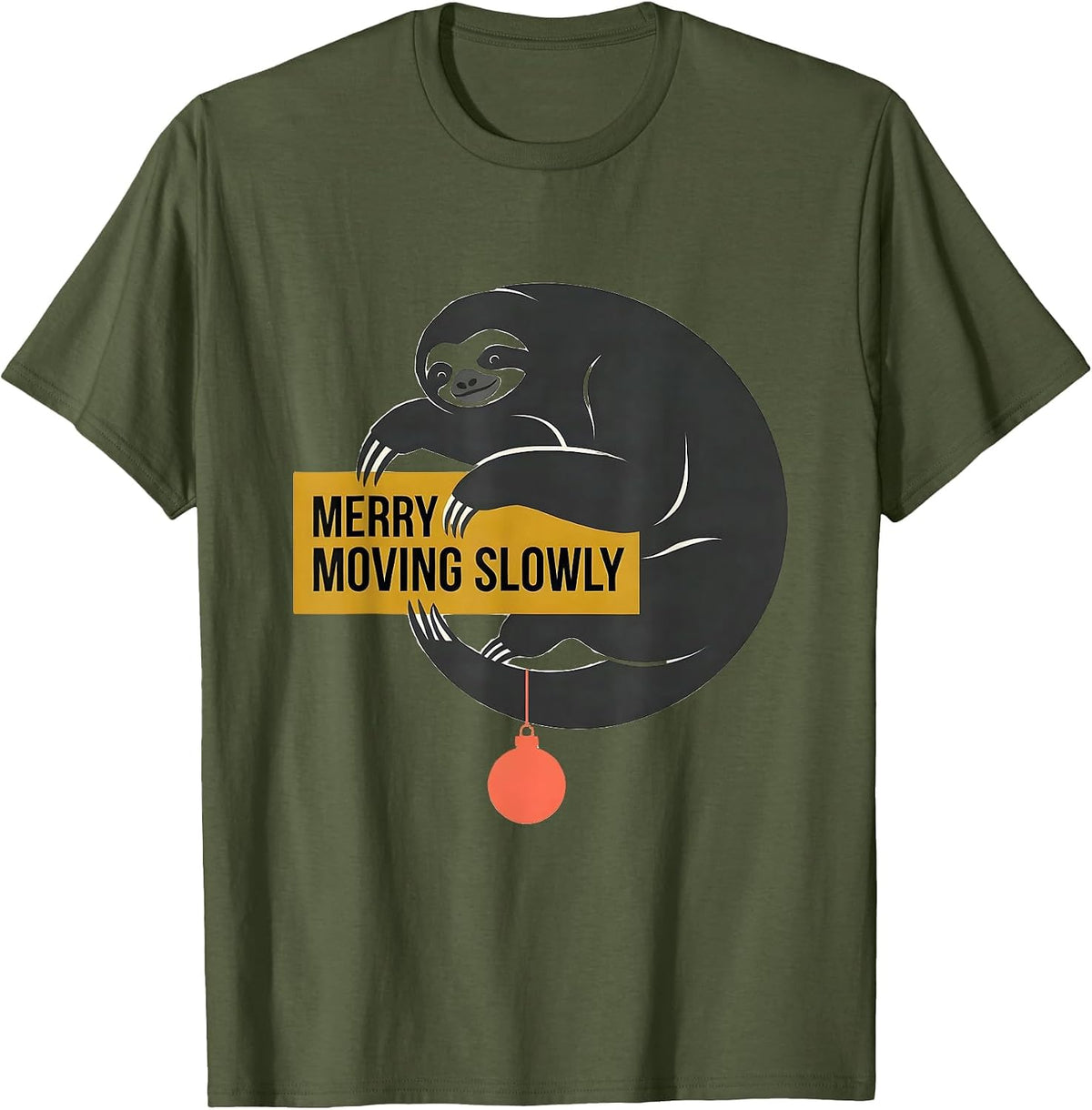 Merry Moving Slowly Midcentury Modern Sloth Lover Funny T-Shirt - Olive Green