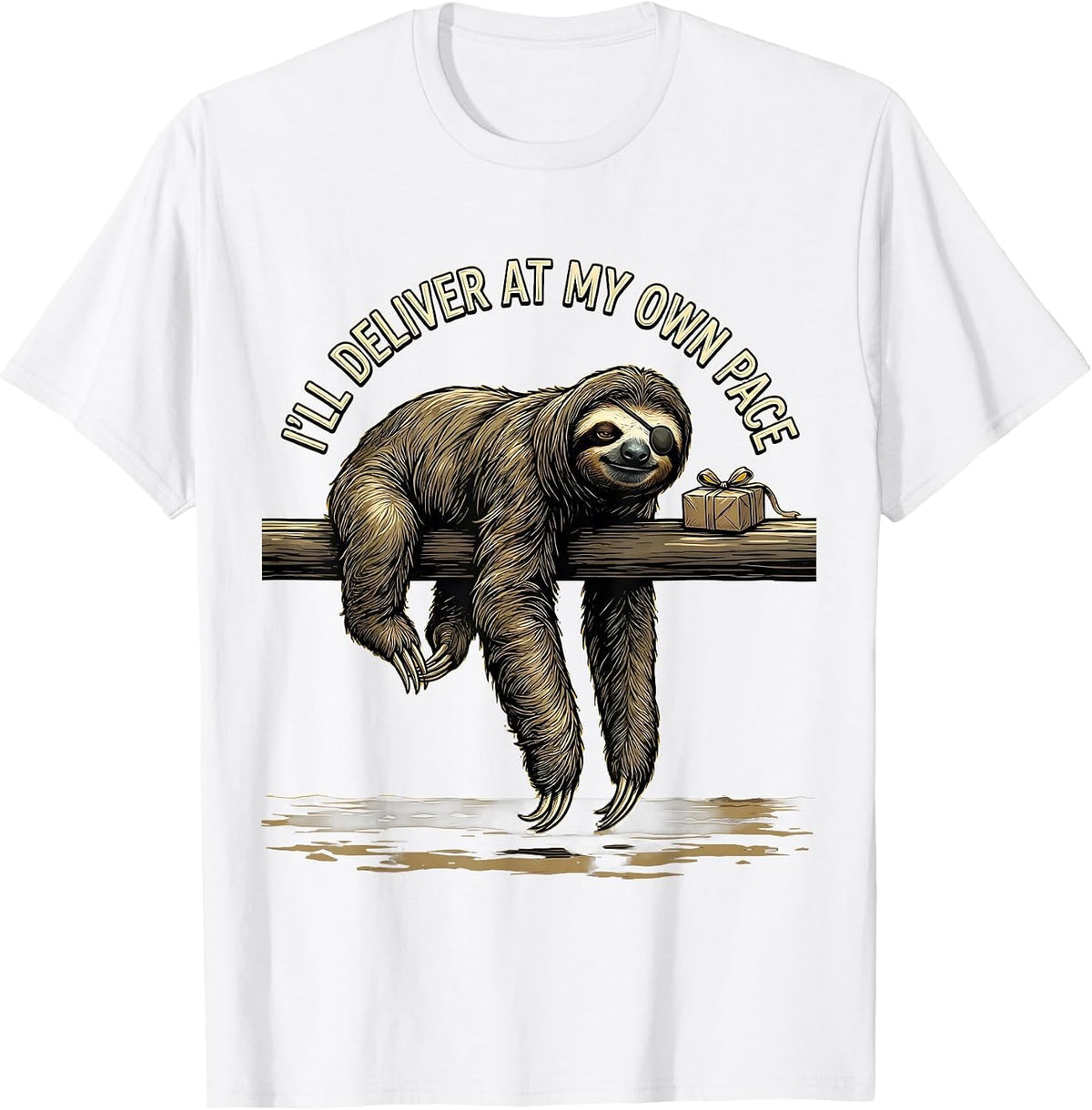 Men's I'll Deliver At My Own Pace Funny Sloth Lover Animal Humor T-Shirt - White