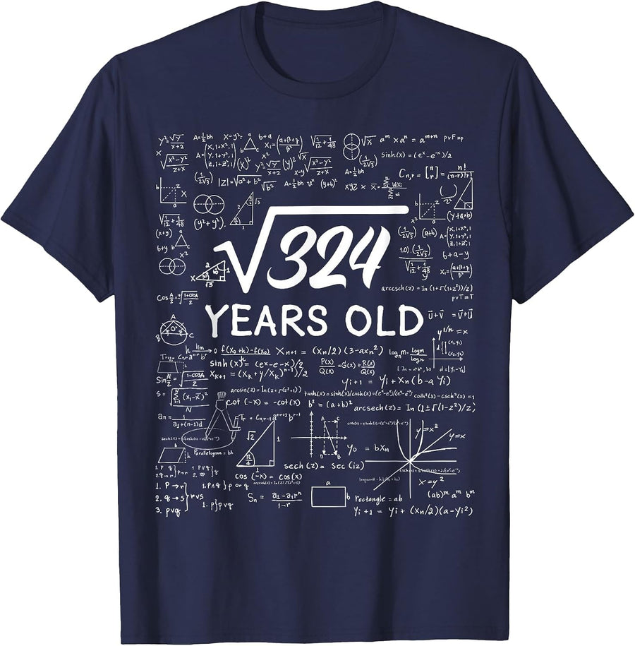 18 Birthday Boy Men Son Him Girl Funny Math 18th Birthday T-Shirt - Navy Blue
