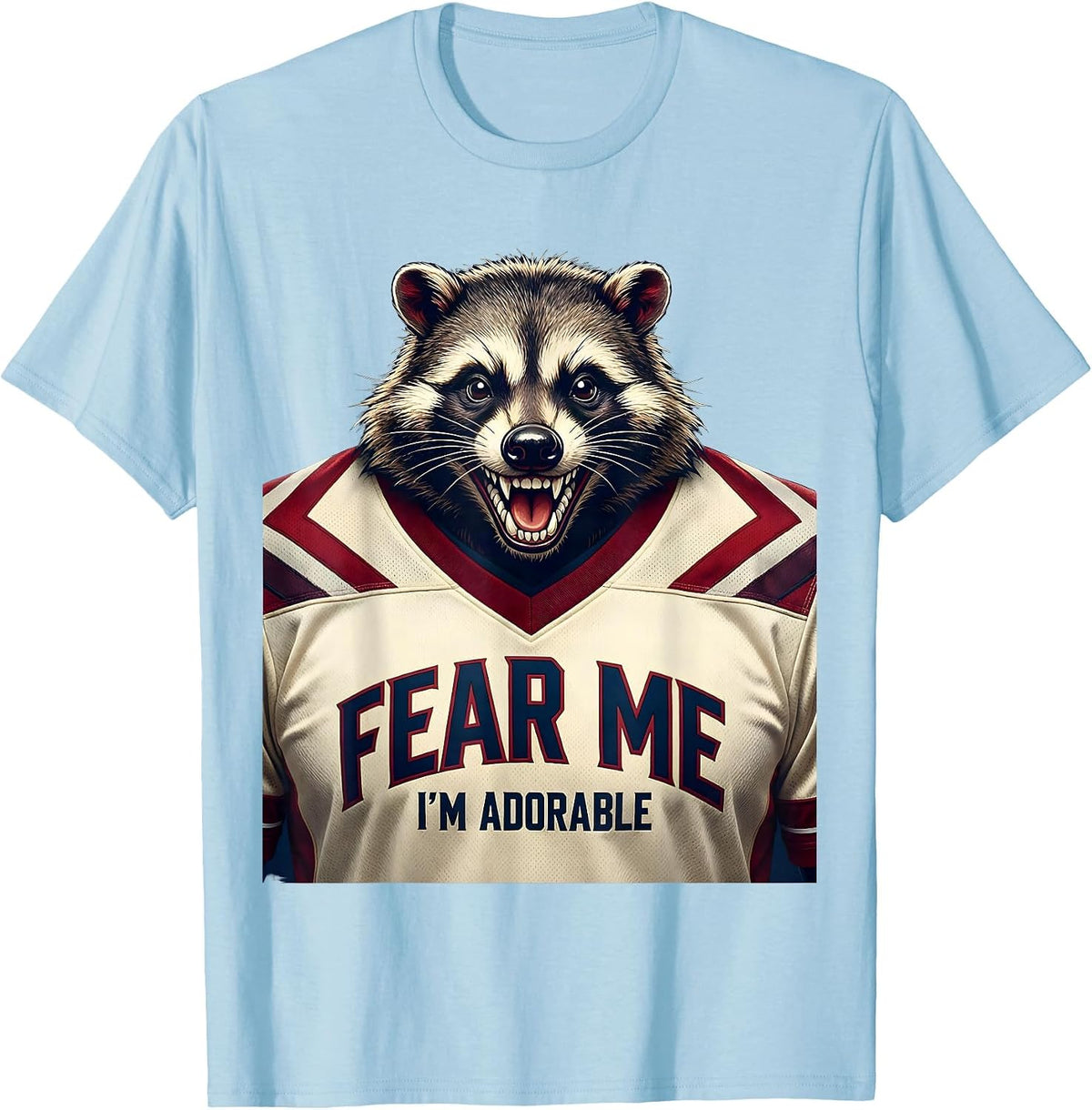 Men's Fear Me I'm Adorable Funny Opossum Design T-Shirt - Baby Blue