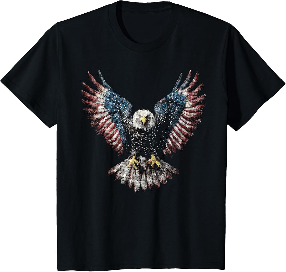 American Flag Bald Eagle 4th of July USA Patriotic Men Women T-Shirt - Black