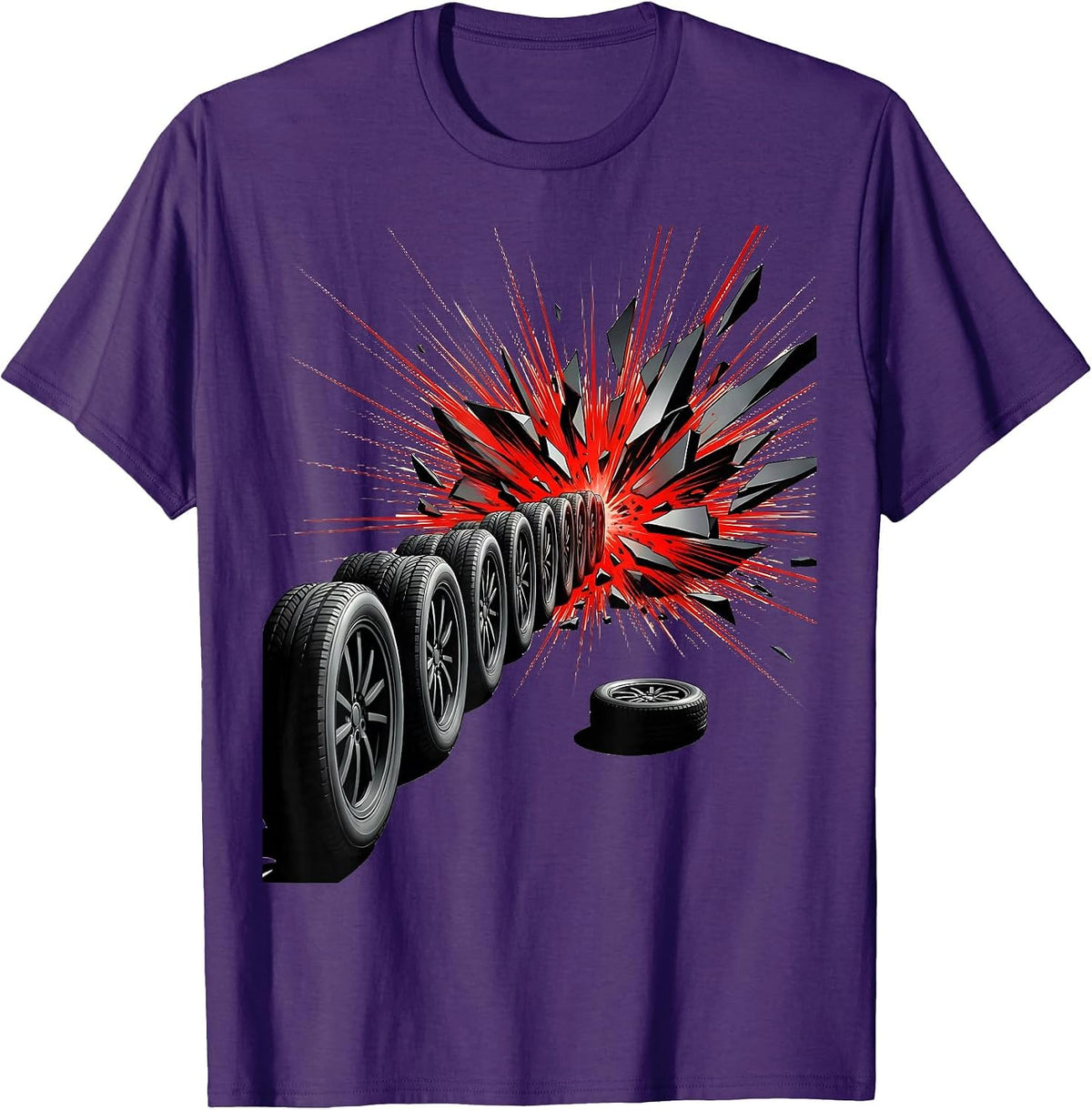 Wheel-and-Tire Futurism Car Guy Auto Mechanic Humor T-Shirt - Purple