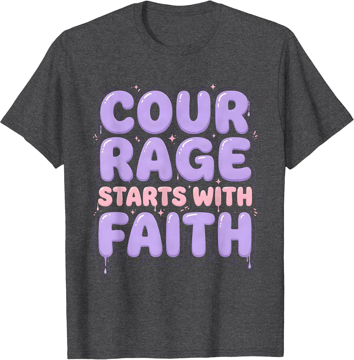 Men's Courage Starts With Faith Over Fear Design T-Shirt - Dark Heather Grey