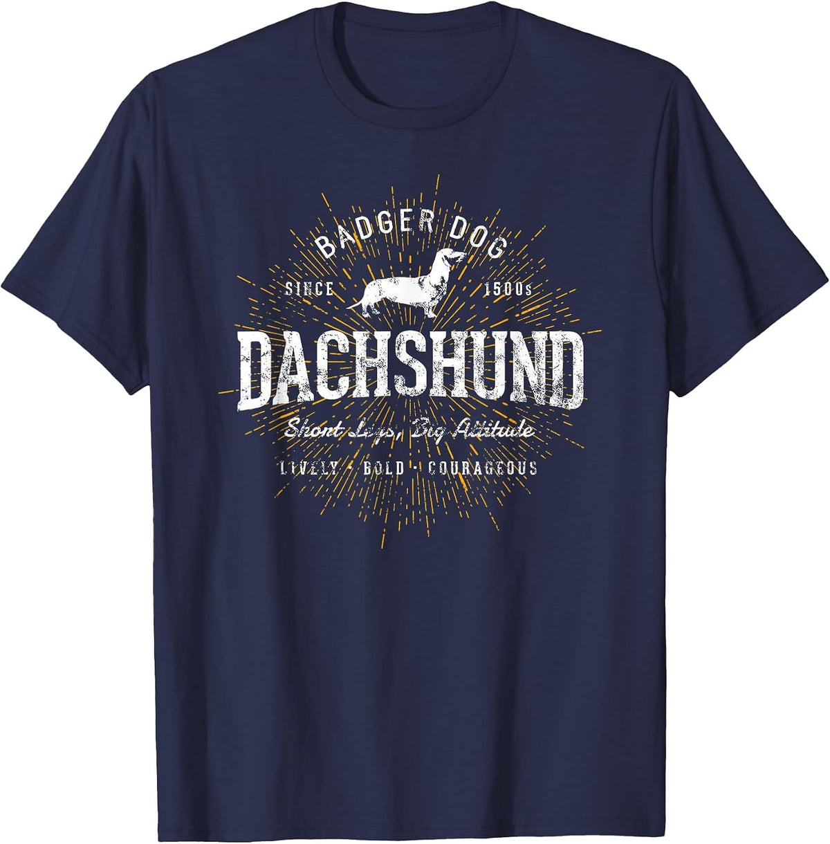 Vintage Dachshund Retro T-Shirt - Navy Blue