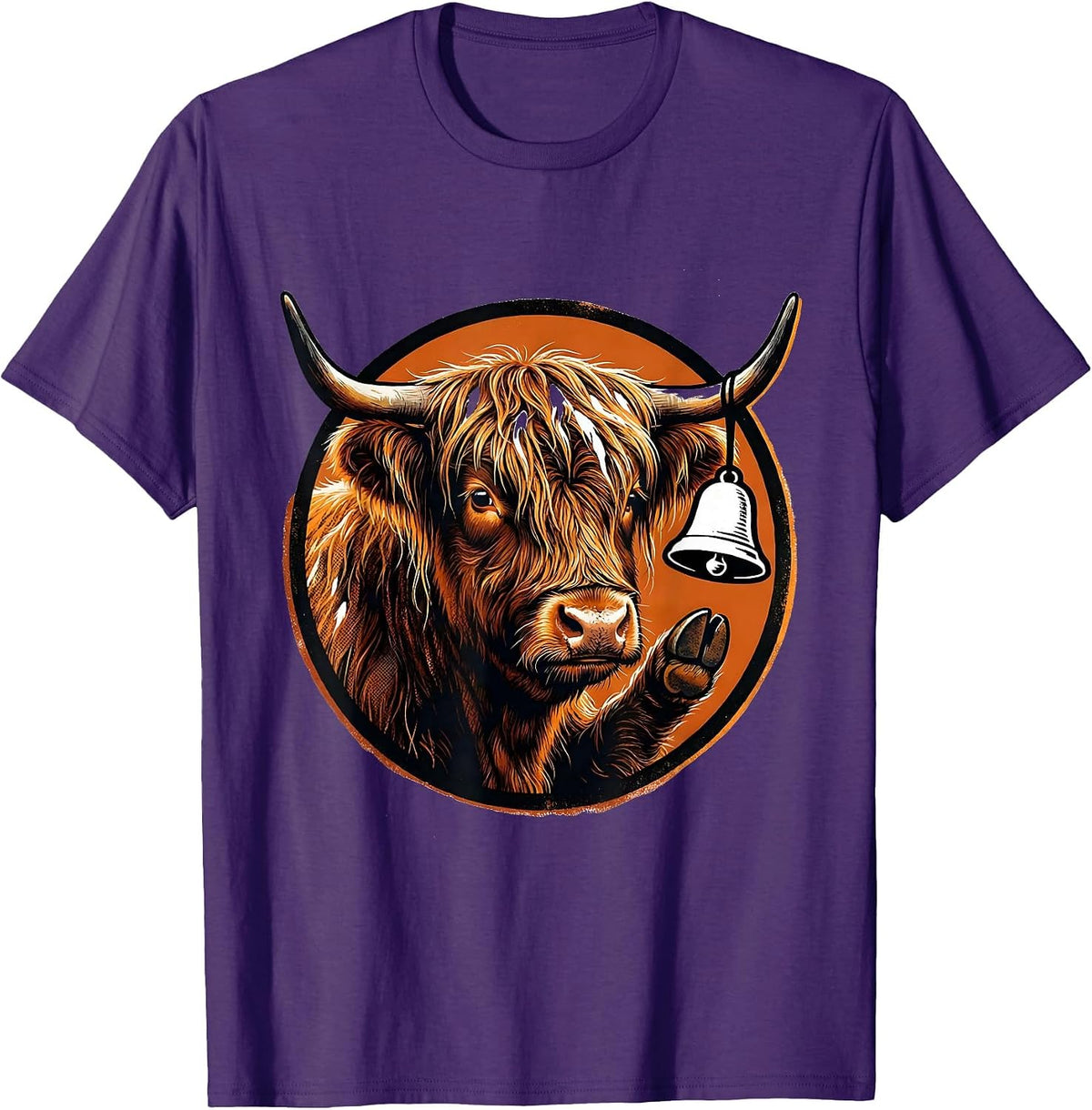 Highland Cow Ghost Bell Fall Halloween Humor T-Shirt - Purple