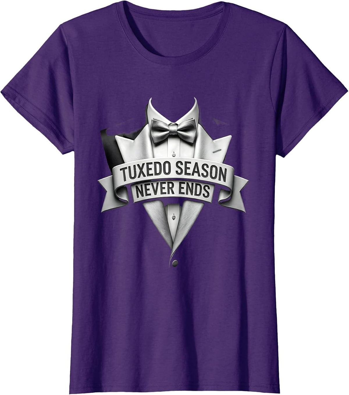 Women's Tuxedo Season Never Ends Formal Style Design T-Shirt - Purple